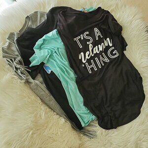 T Shirt Black/Gray/Aqua Blue Bundle SZ M